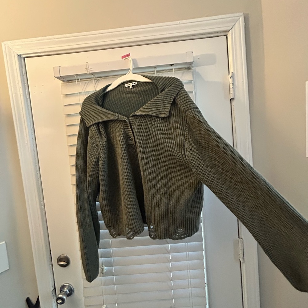 NWOT Fashion Nova Olive Green Knit Sweater Top - Picture 5 of 10